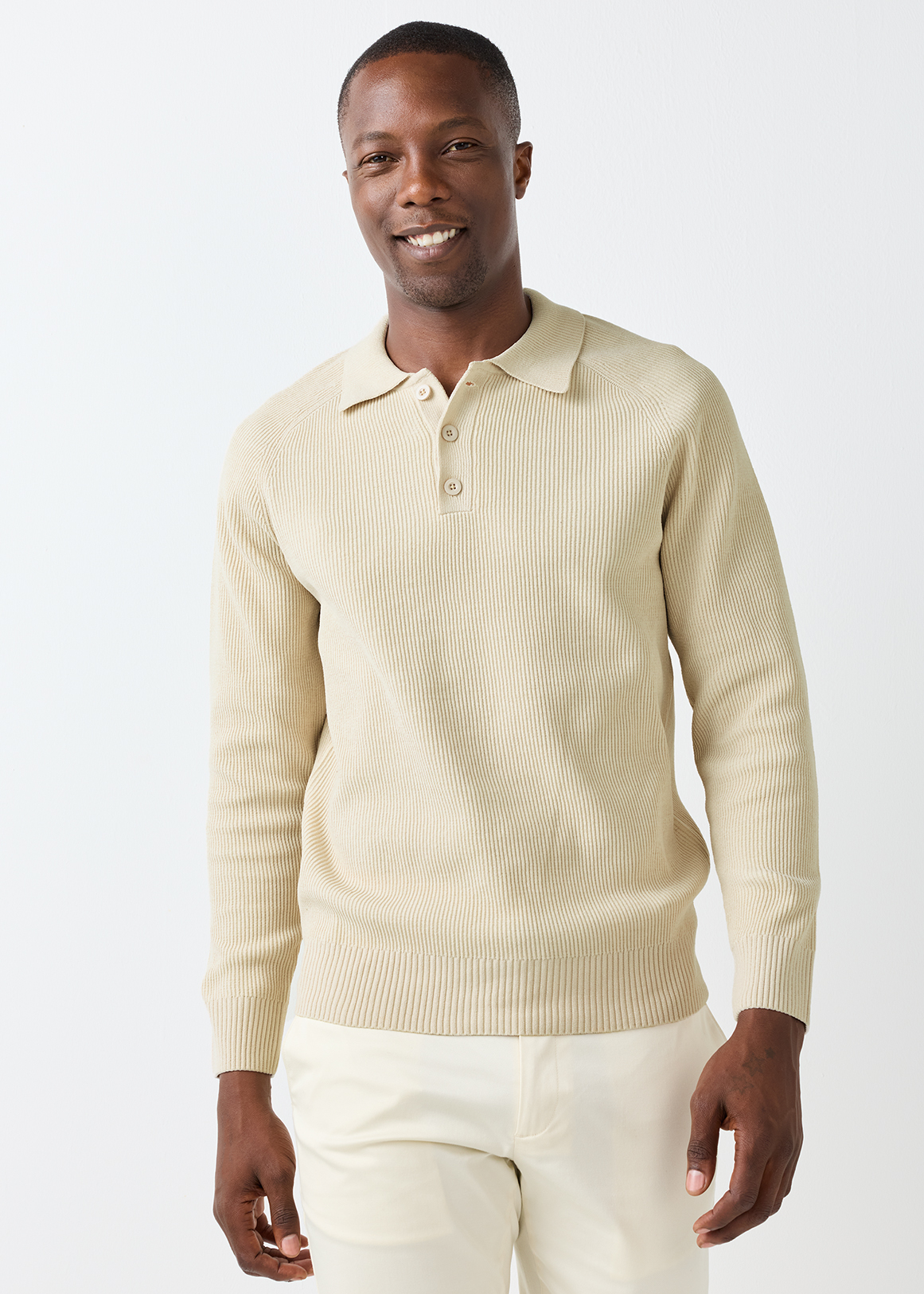 Quarter Placket Ribbed Jumper