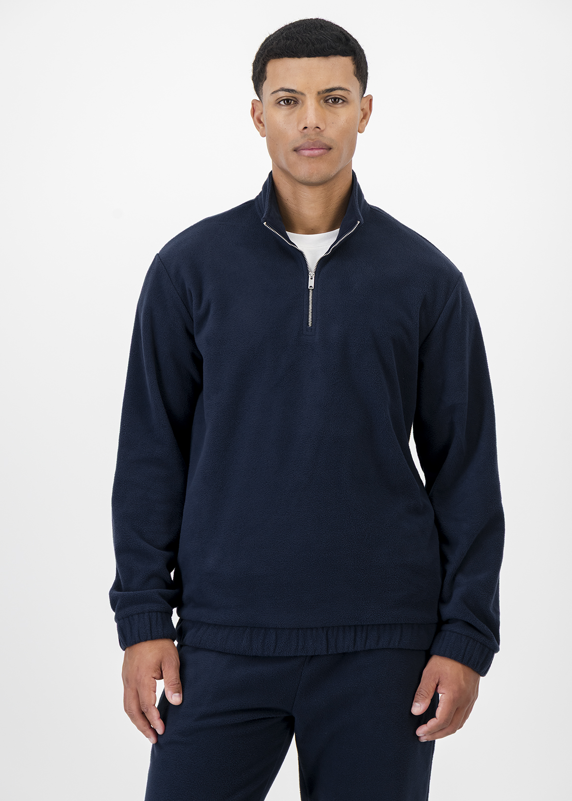 Quarter Zip Funnel Neck Polar Fleece Pyjama Top