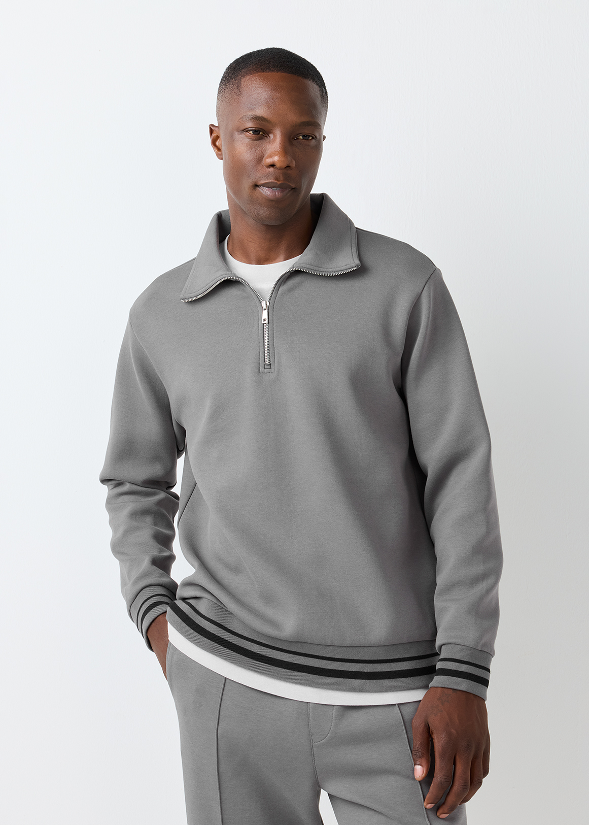 Quarter Zip Interlock Fleece Sweatshirt