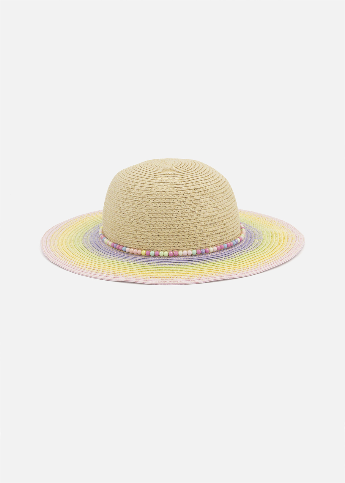 Rainbow Beaded Straw Hat
