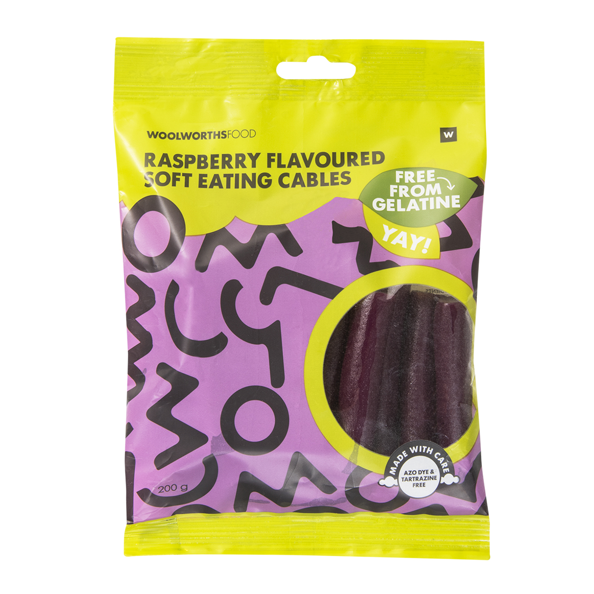 Raspberry Flavoured Soft Eating Cables 200 g