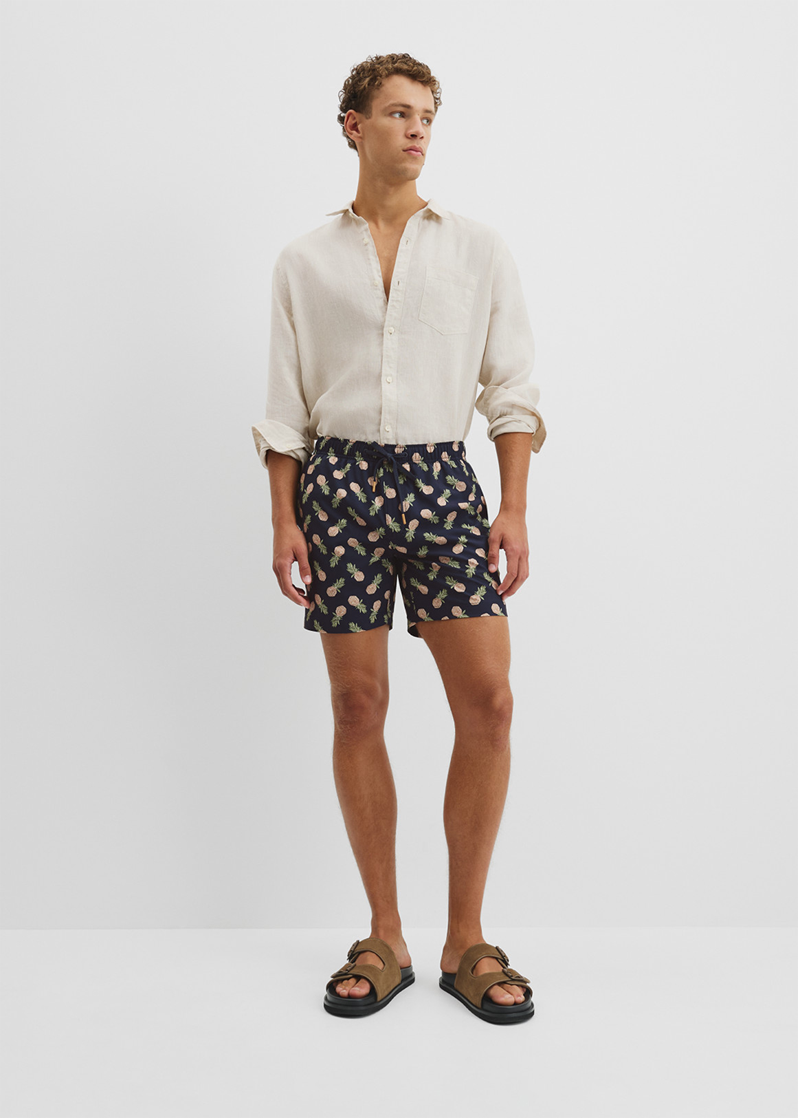 Recycled Polyester Blend Pineapple Print Swim Straight