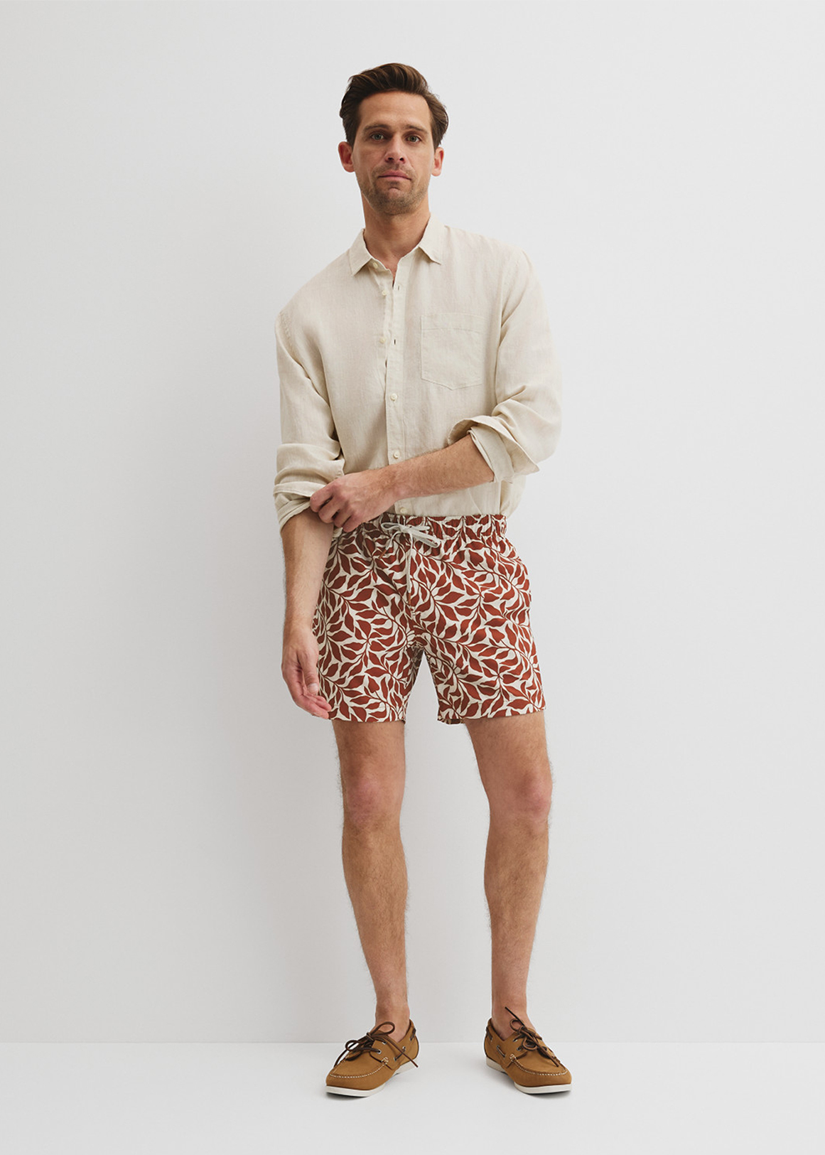 Recycled Polyester Leaf Print Swim Short