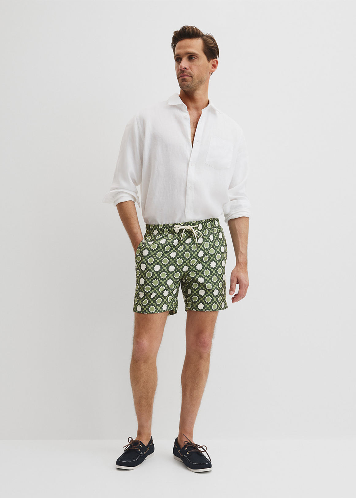 Recycled Polyester Tile Print Swim Short
