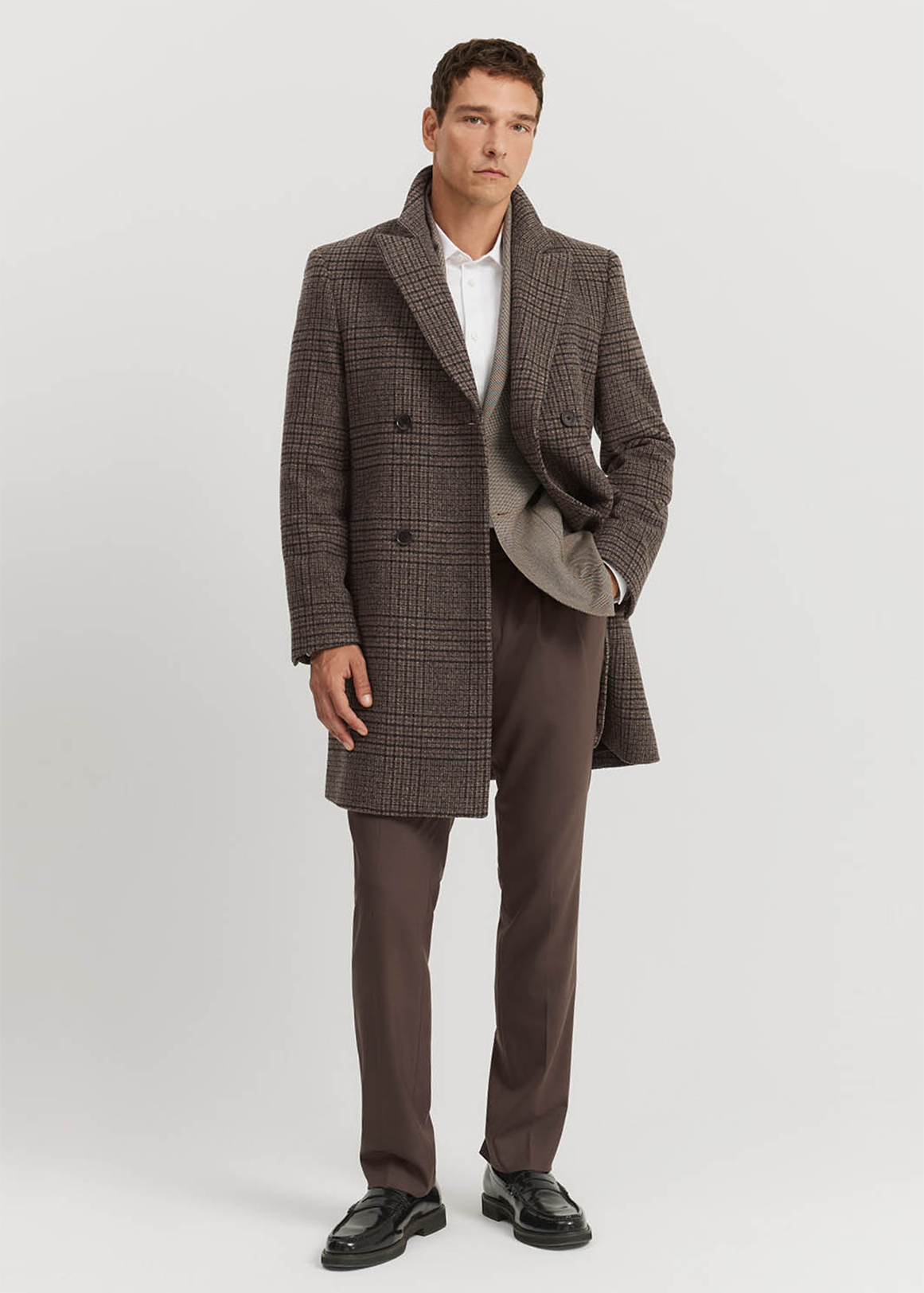 Recycled Wool Blend Check Double-Breasted Coat | Woolworths.co.za