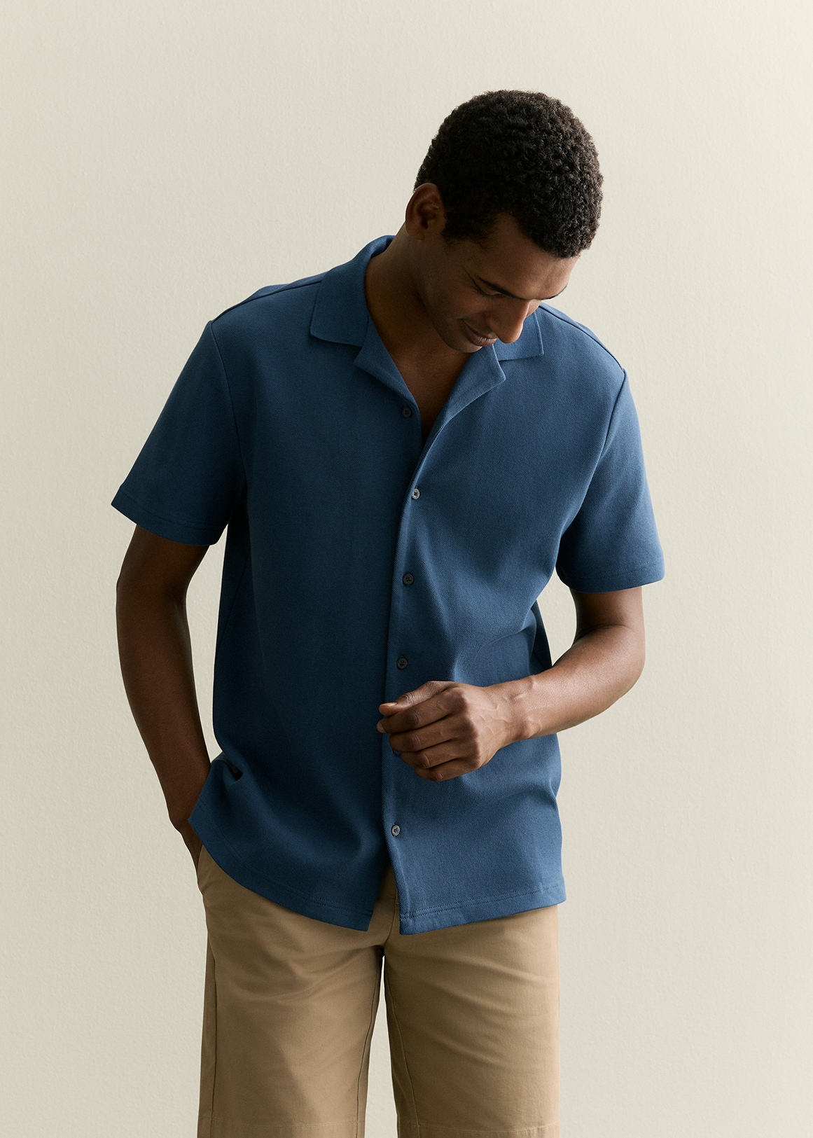 Regular Fit Cotton Blend Pique Shirt