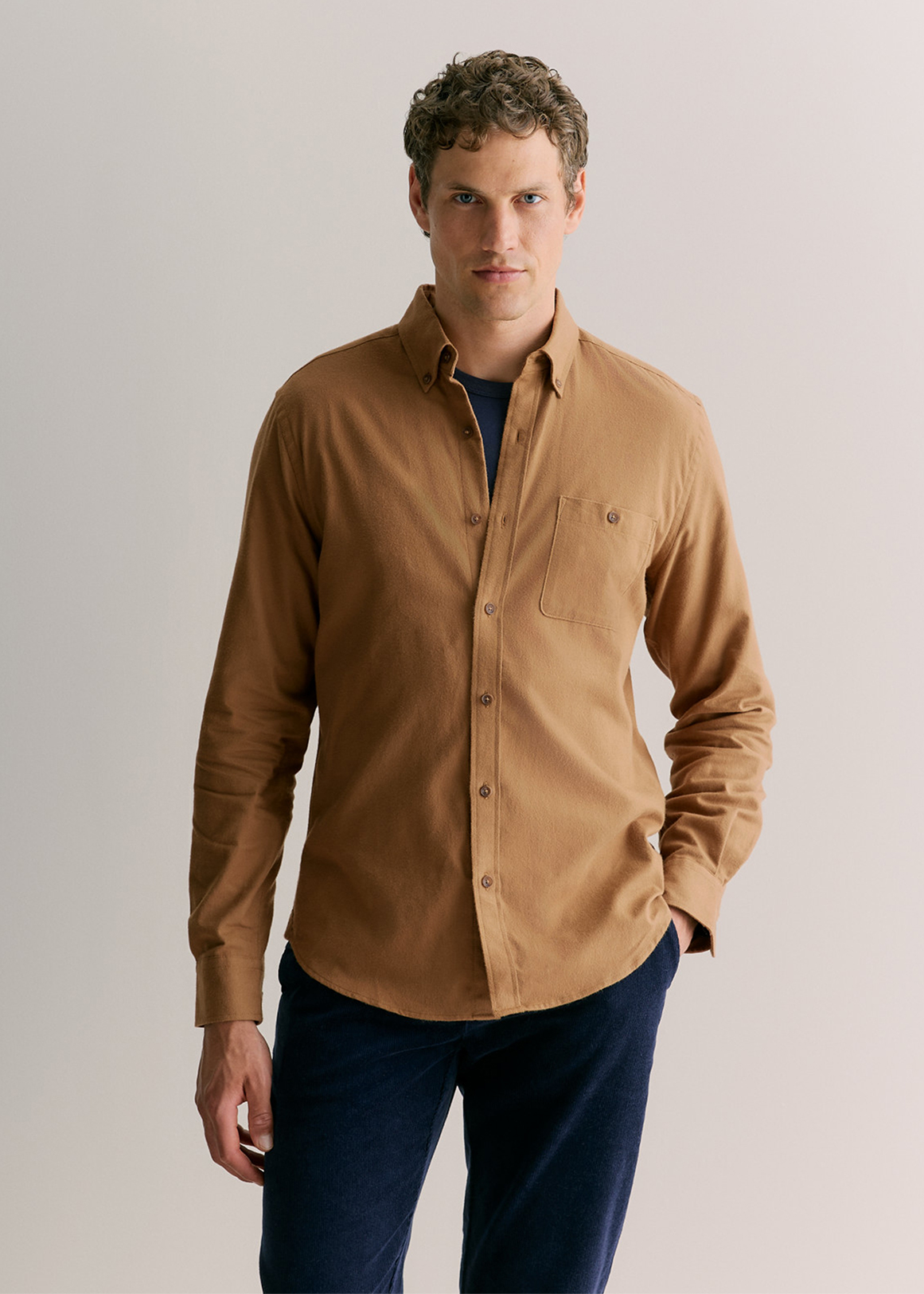 Regular Fit Cotton Herringbone Shirt