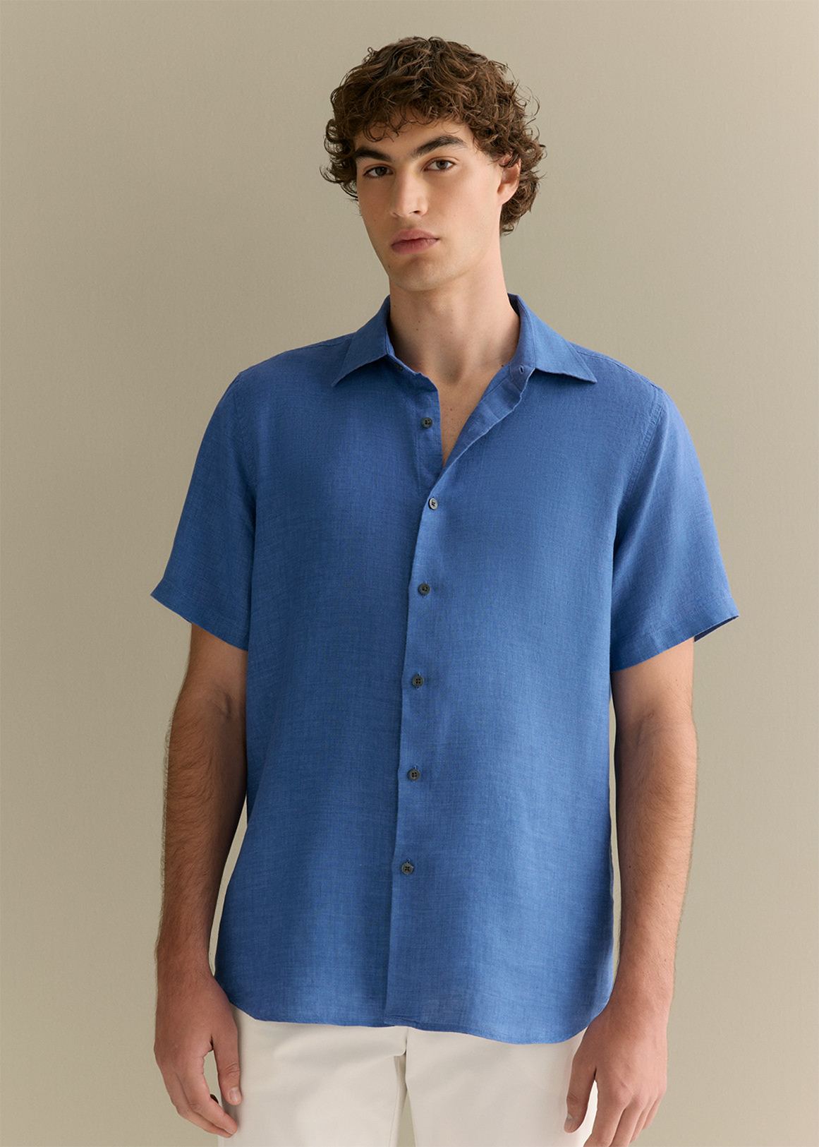 Regular Fit Delave Linen Short Sleeve Shirt