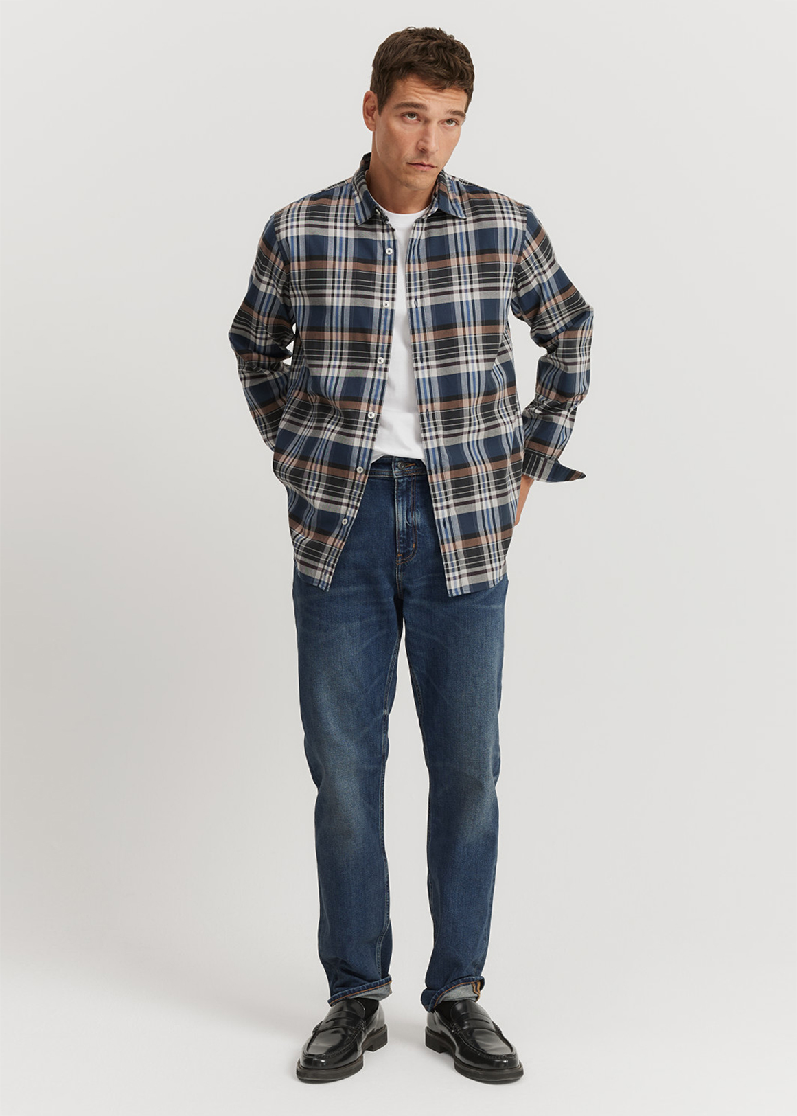 Regular Fit Good Earth Cotton Flannel Check Shirt