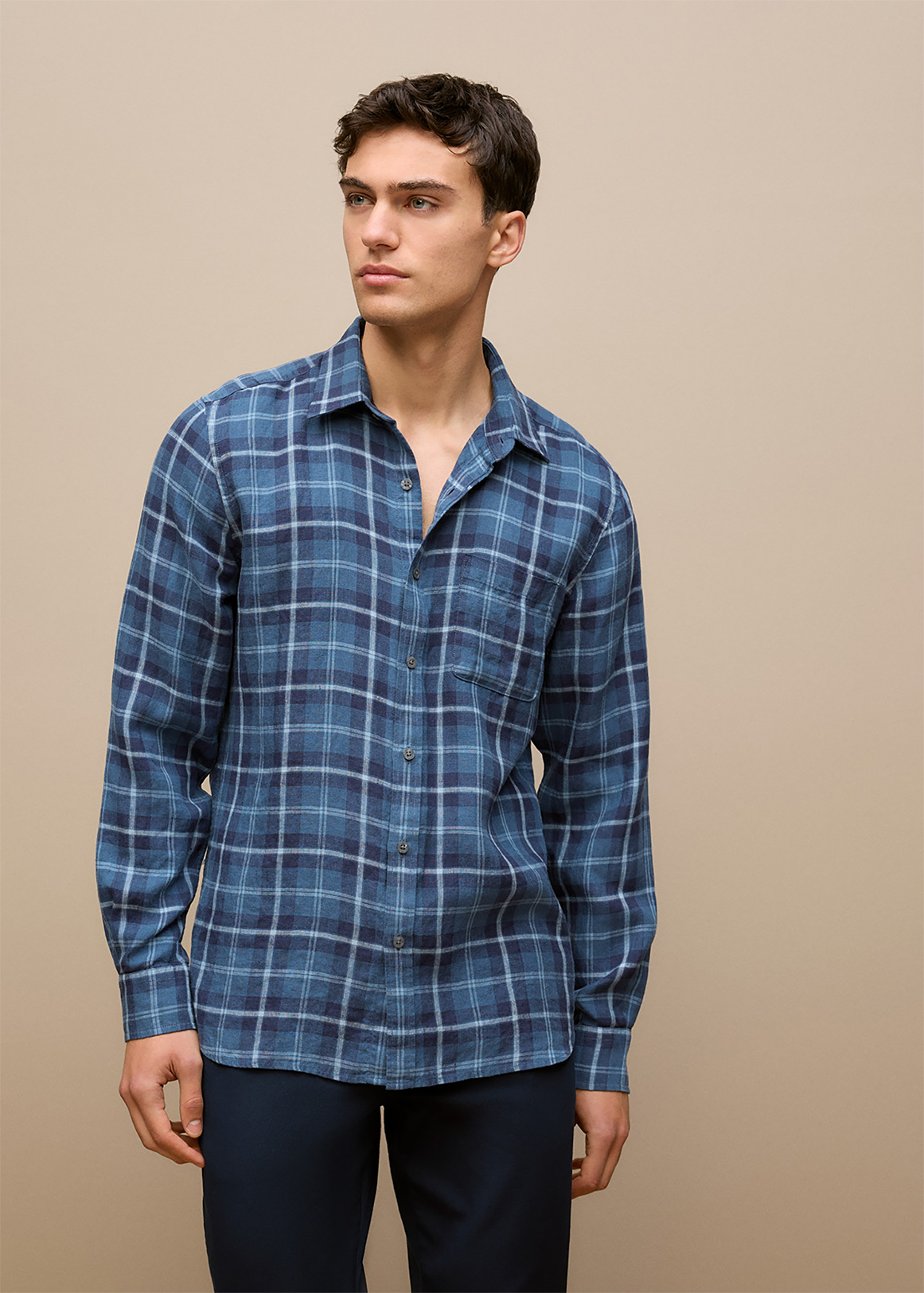 Regular Fit Linen Classic Check Shirt