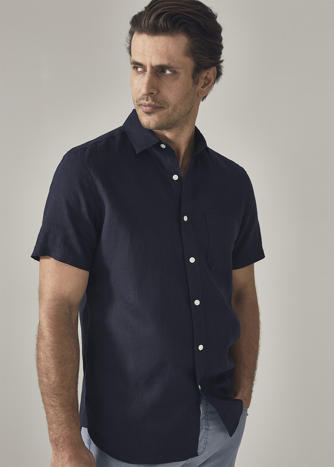 Regular Fit Linen Short Sleeve Shirt