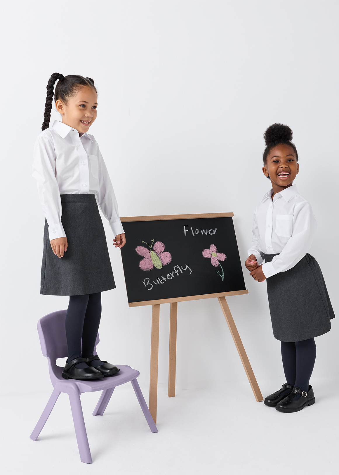 Regular Fit Long Sleeve Girls School Shirts 2 Pack