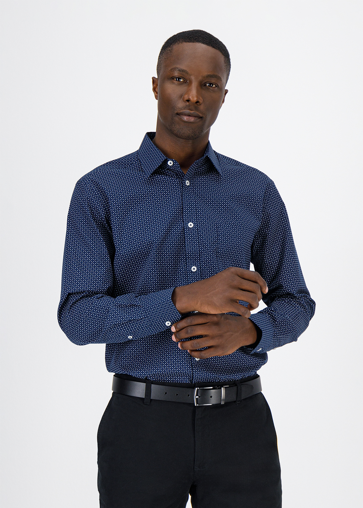 Regular Fit Navy Print Shirt | Woolworths.co.za