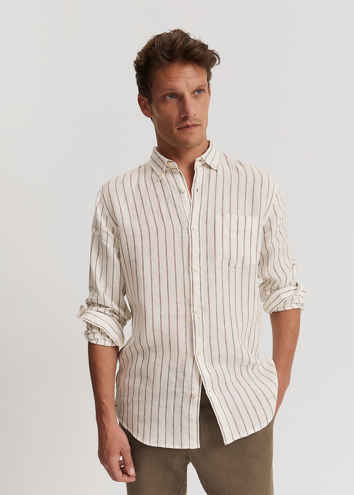 Regular Fit Organically Grown Linen Stripe Shirt