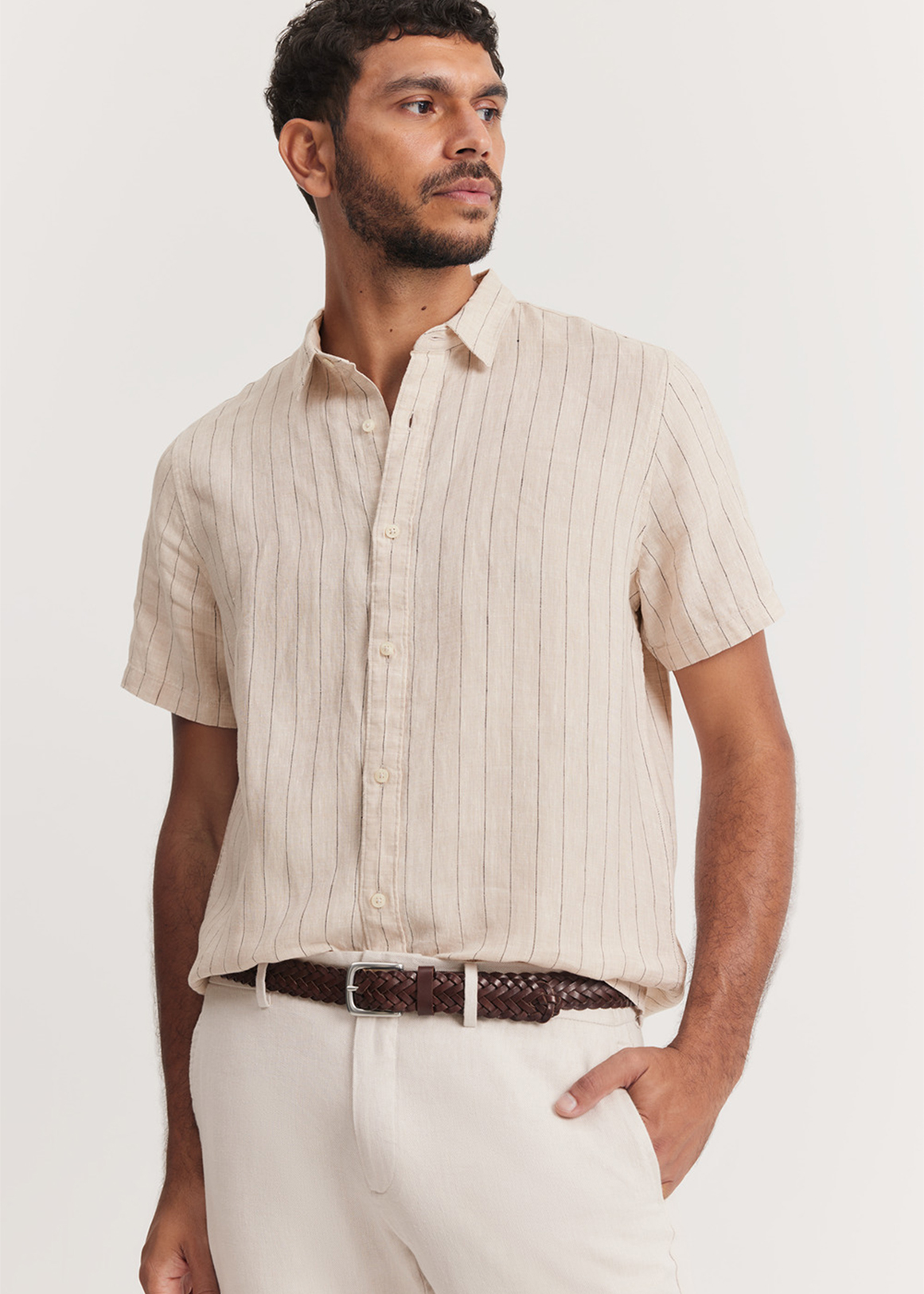 Regular Fit Organically Grown Linen Stripe Shirt | Woolworths.co.za