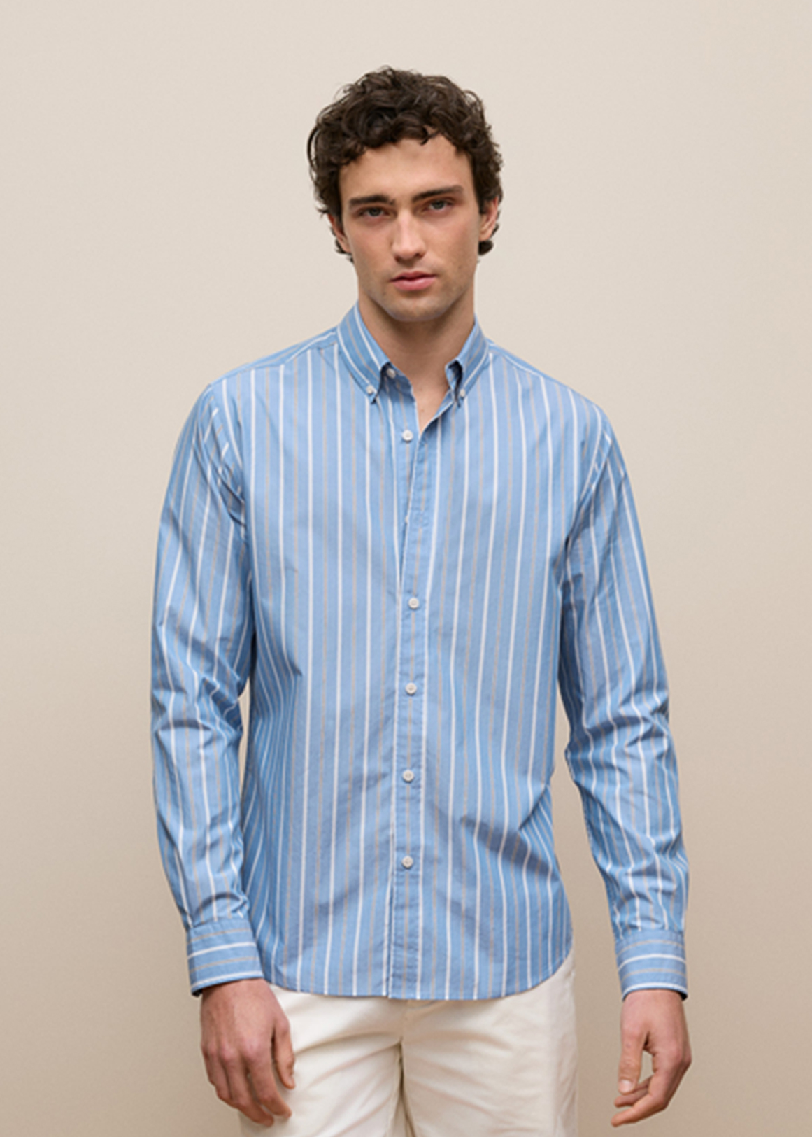 Regular Fit Poplin Stripe Long Sleeve Shirt