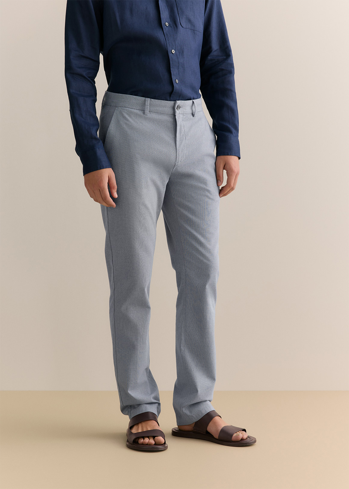 Regular Fit Yarn Dyed Cotton Dobby Chino