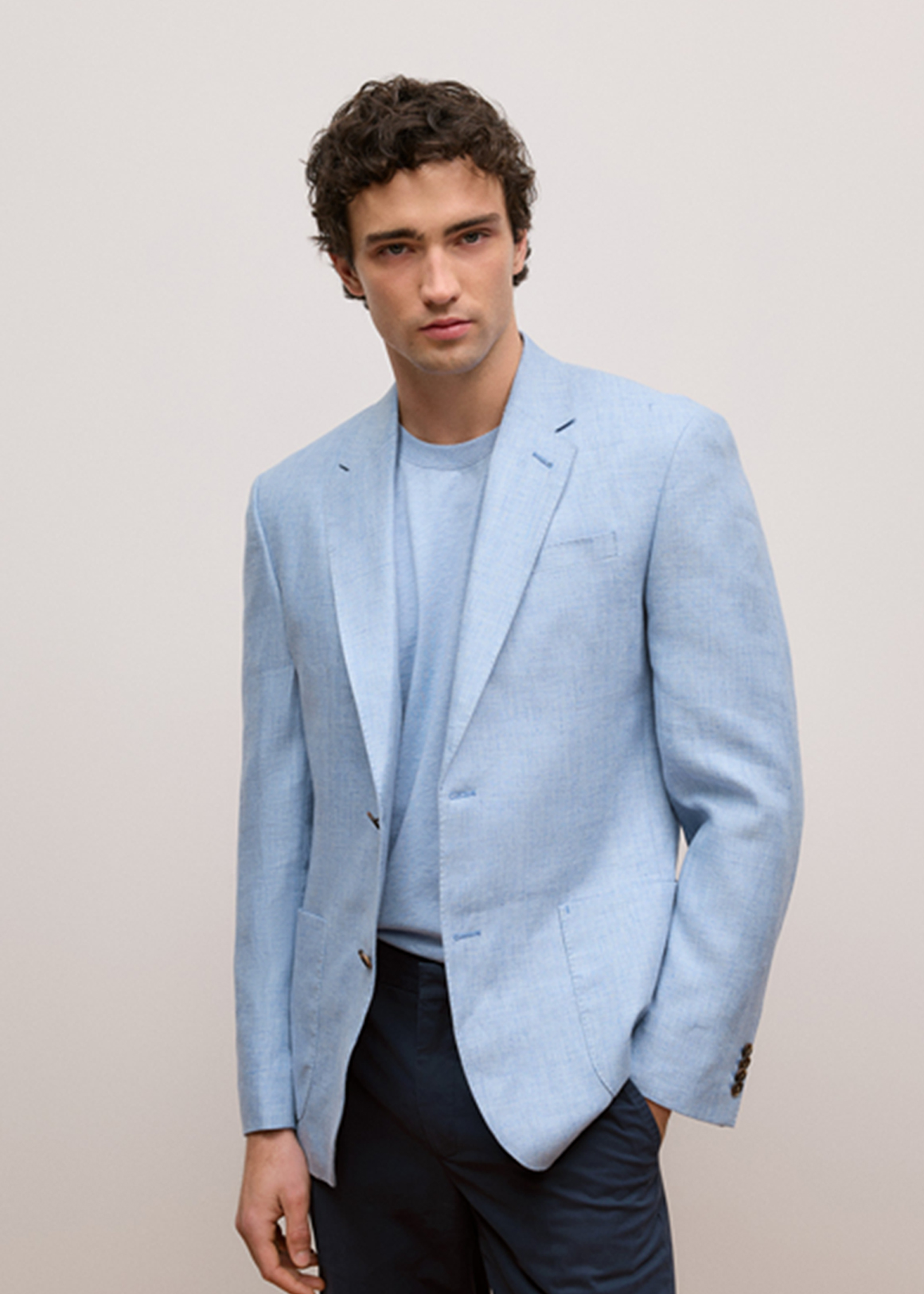 Regular Fit Yarn Dyed Linen Blazer