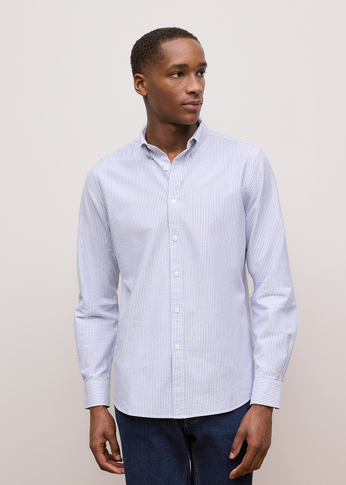 Regular Fit Yarn Dyed Stripe Oxford Shirt
