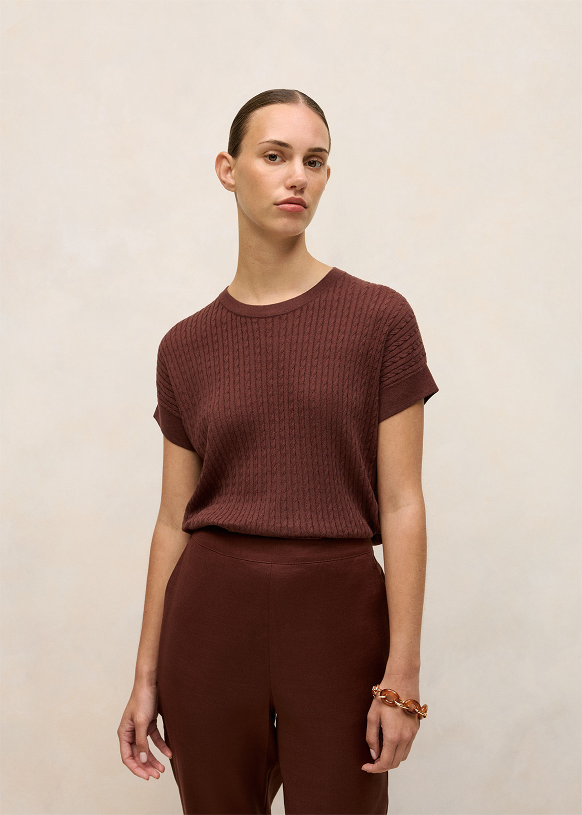 Relaxed Cable Knit Tee