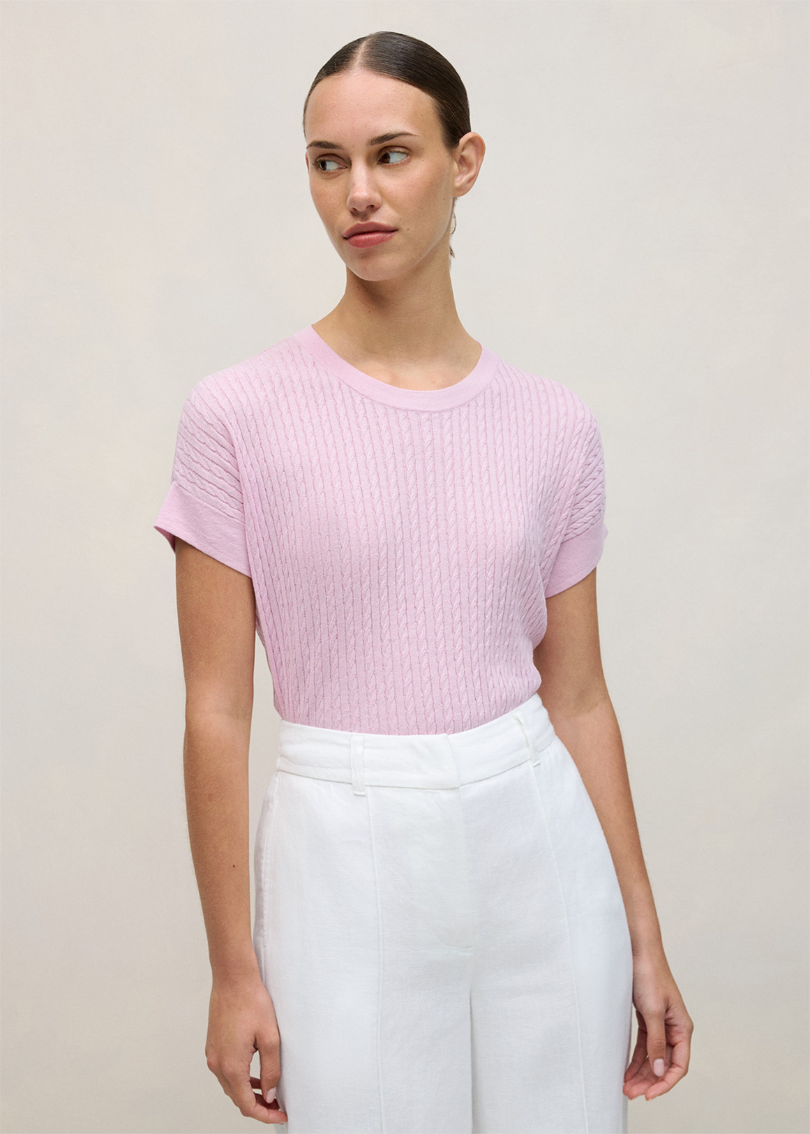 Relaxed Cable Knit Tee