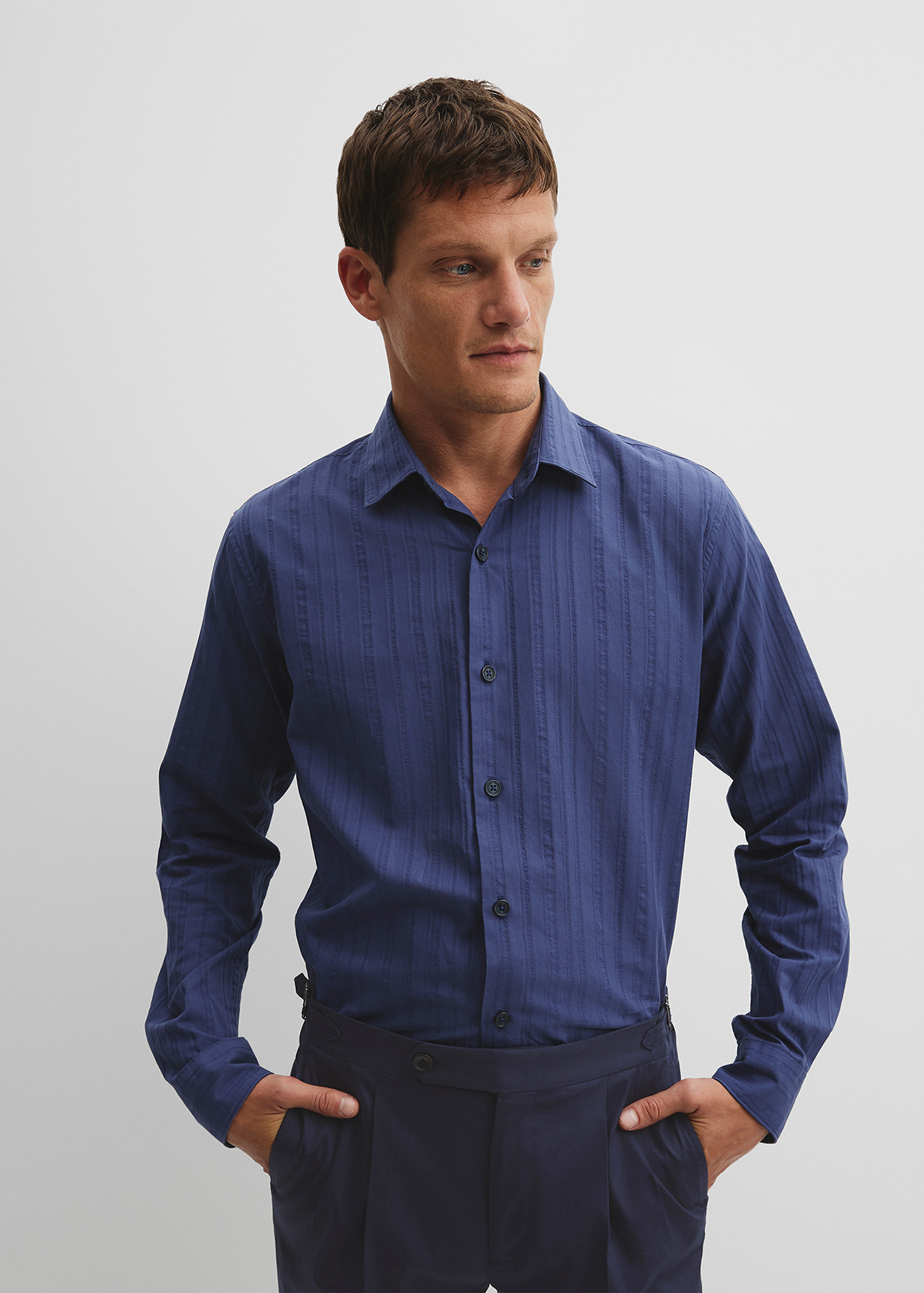 Relaxed Fit Textured Cotton Shirt