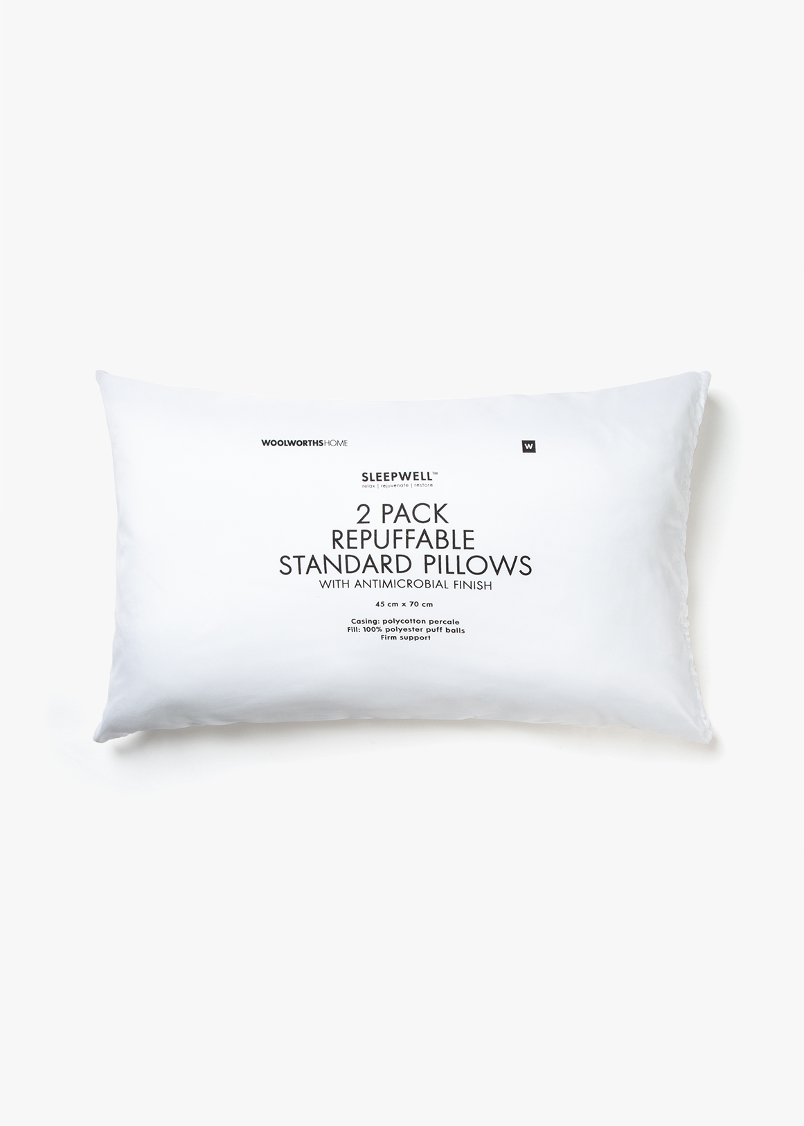 Repuffable Hypoallergenic Firm Support Standard Pillows 2 Pack