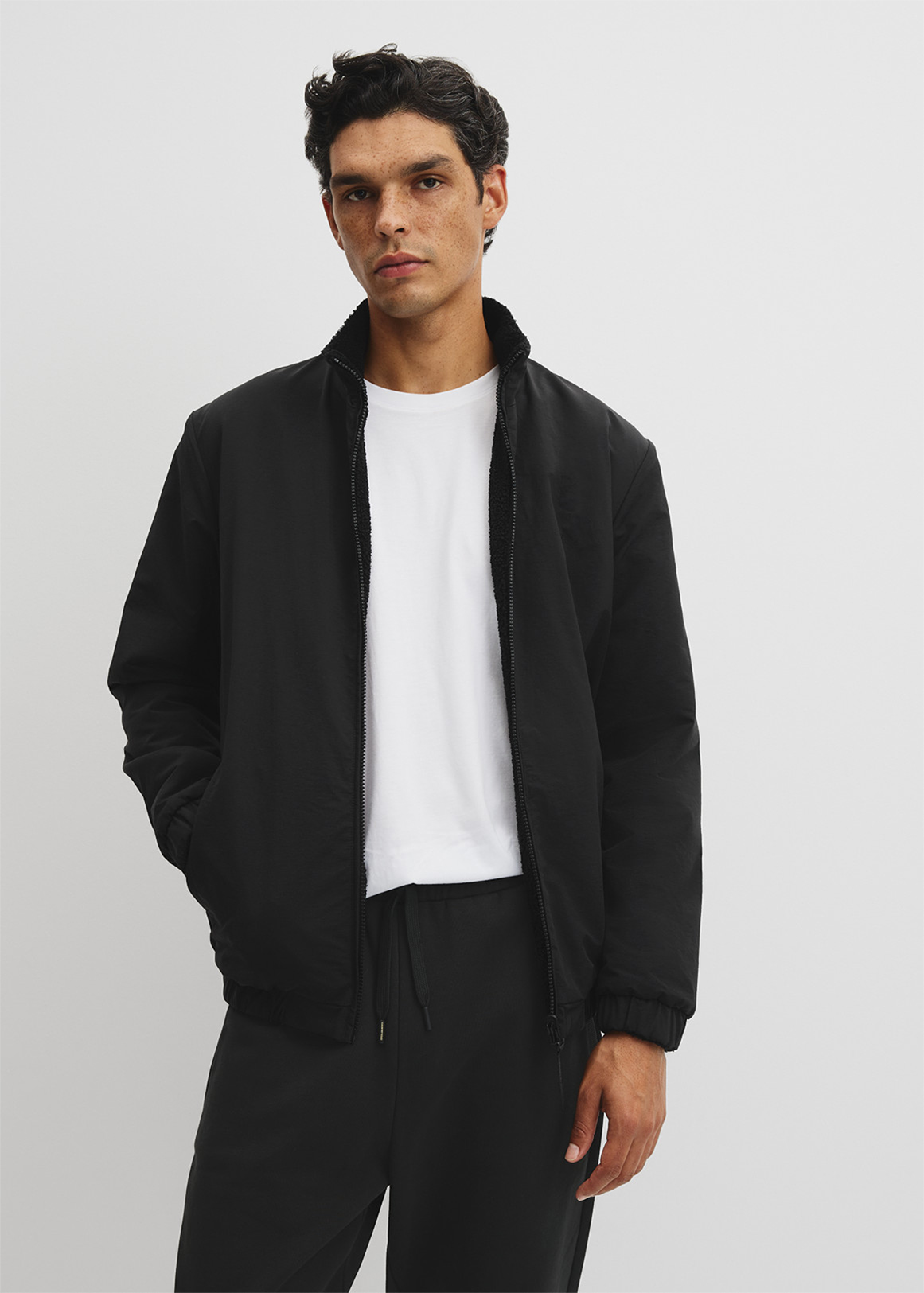 Reverse Sherpa Zip Through Jacket