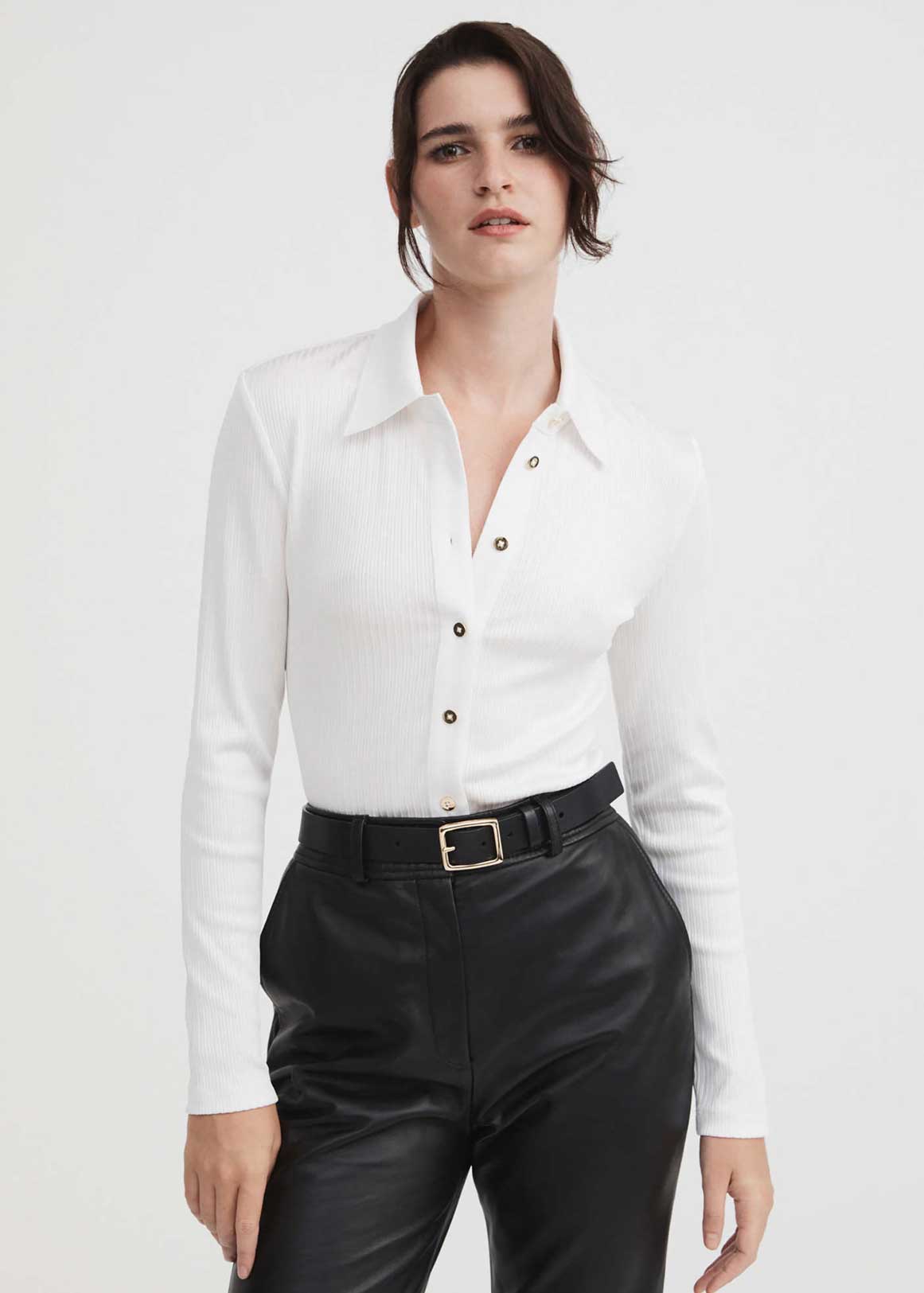 Rib Button Through Top | Woolworths.co.za