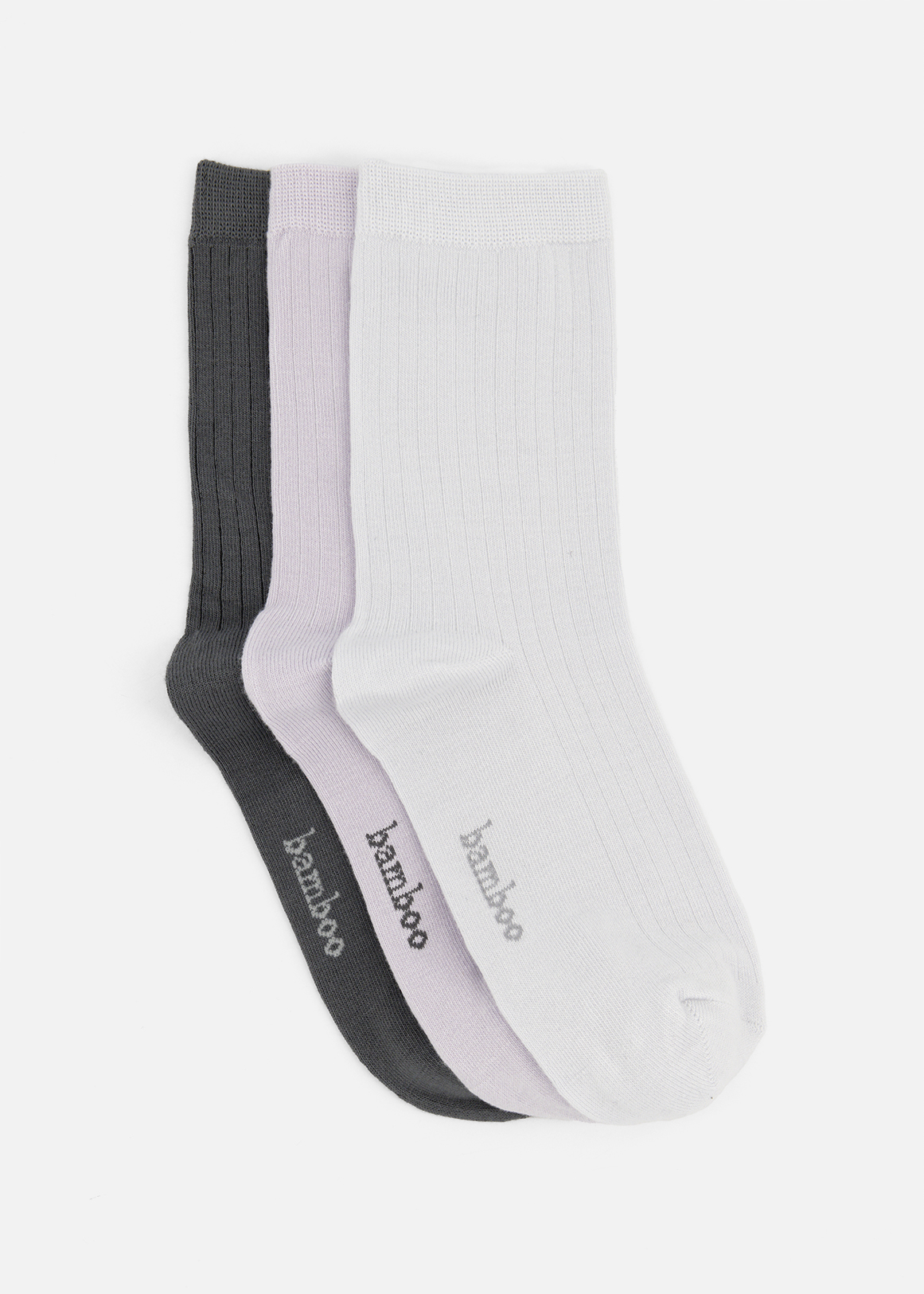 Rib Crew Bamboo Rich Socks 3 Pack