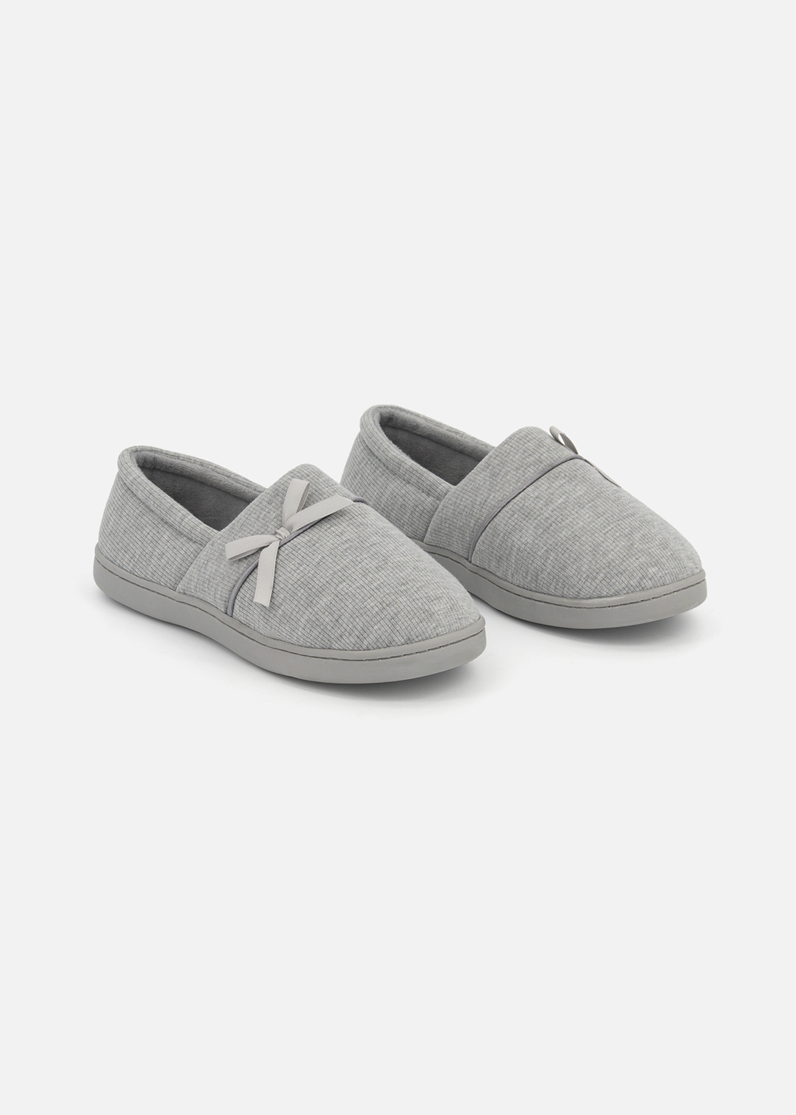 Ribbed Bow Detail Slippers