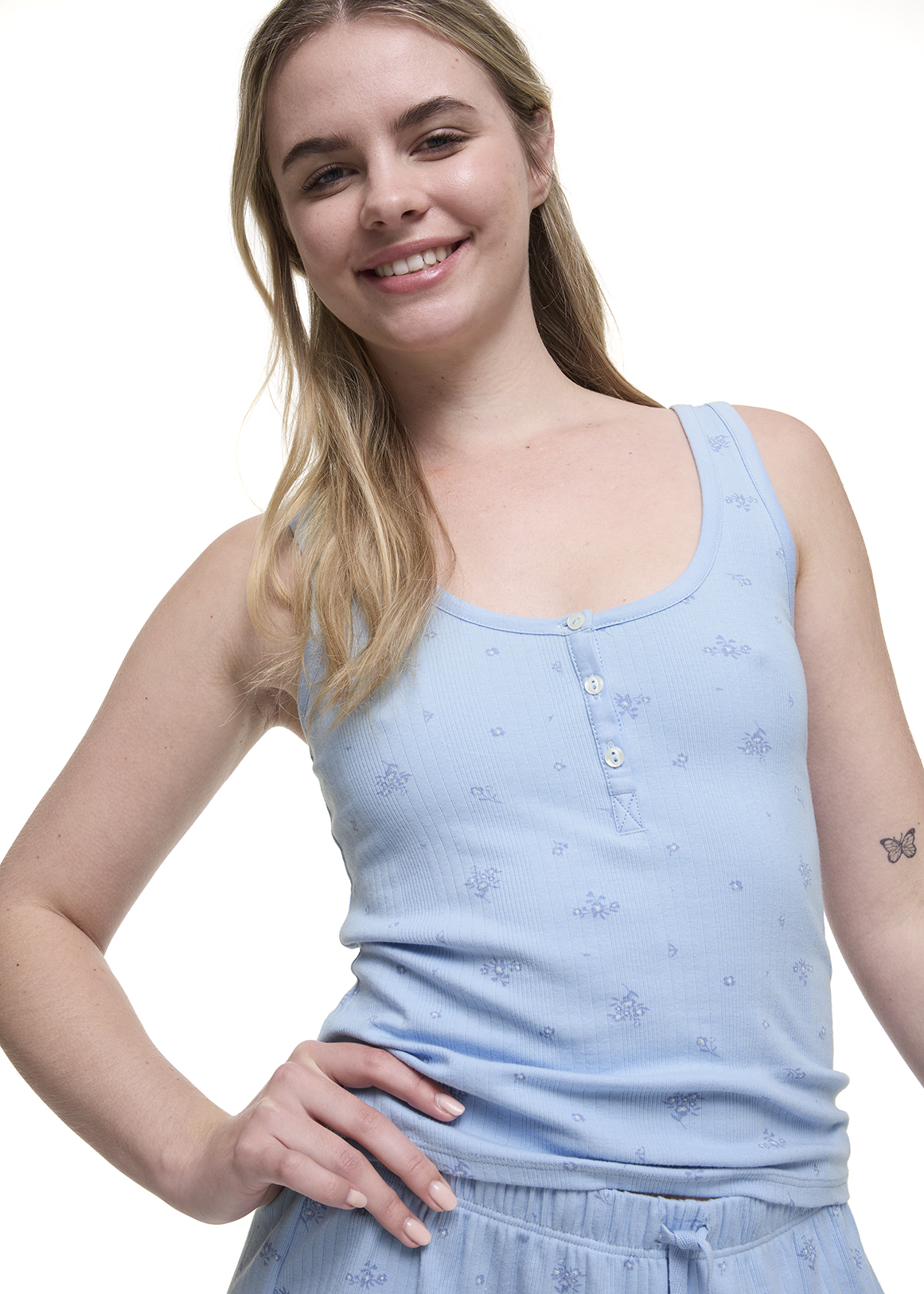 Ribbed Henley Tank Top