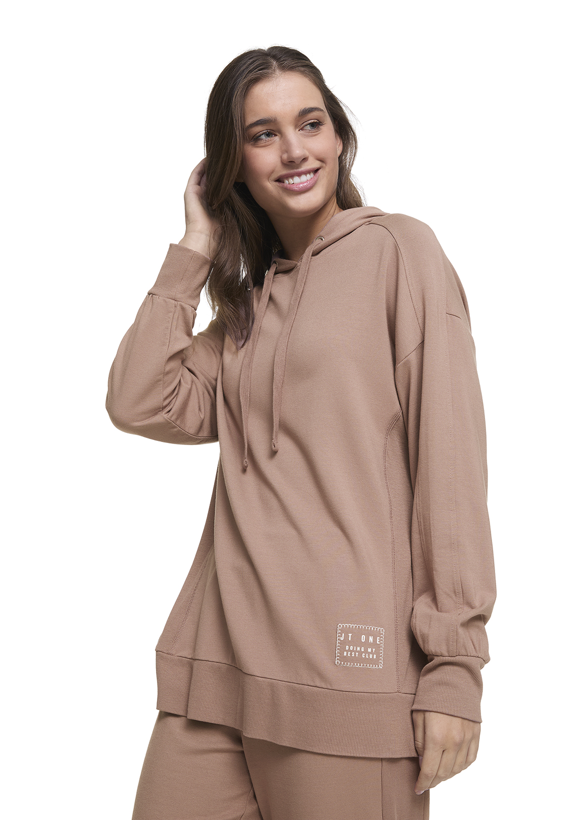 Ribbed Inset Hooded Pyjama Top