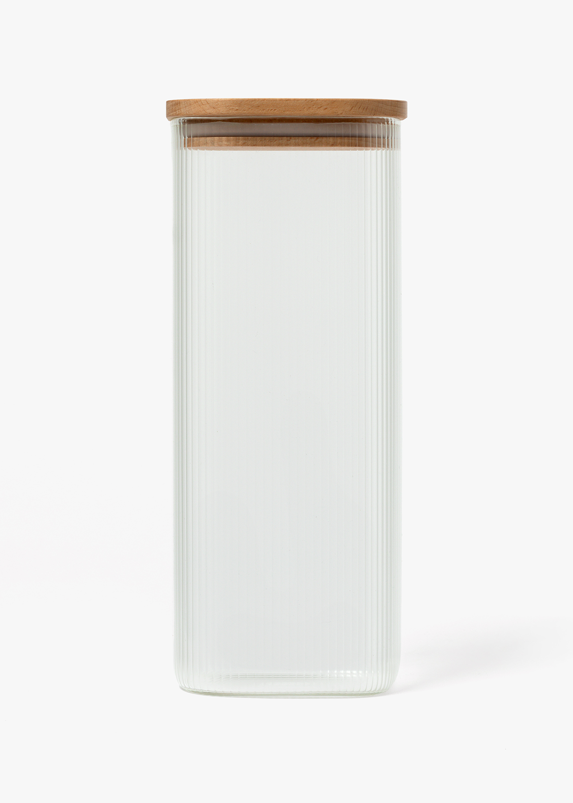 Ribbed Square Large Glass Storage Canister