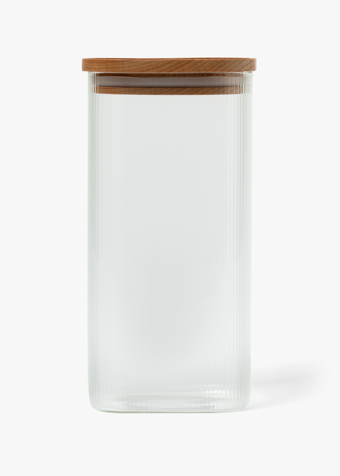 Ribbed Square Medium Glass Storage Canister