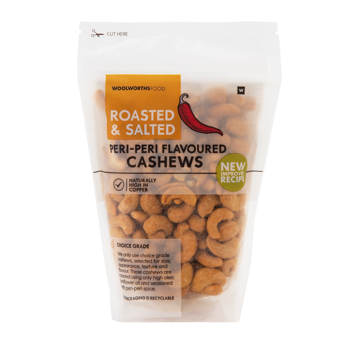 Roasted and Salted Peri-Peri Flavoured Cashew Nuts 250 g