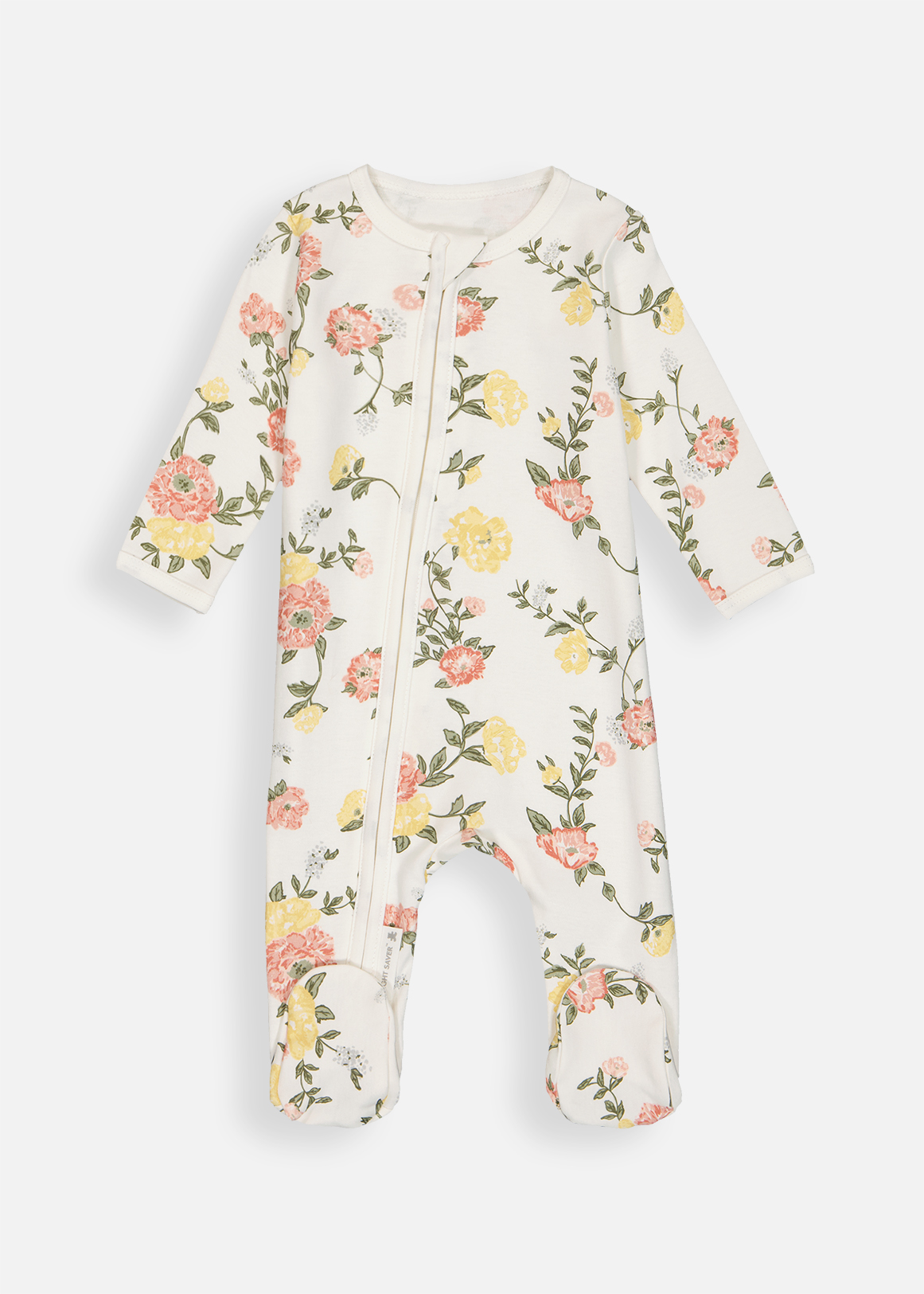 Rose Floral Organic Cotton Zip Sleepsuit