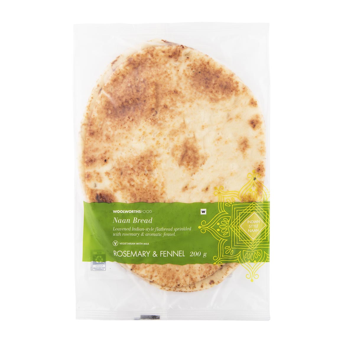 Rosemary & Fennel Naan Bread 200g | Woolworths.co.za