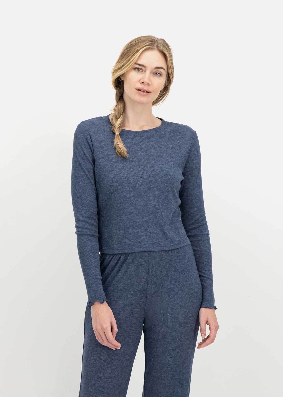 Ruffle Ribbed Pyjama Top | Woolworths.co.za