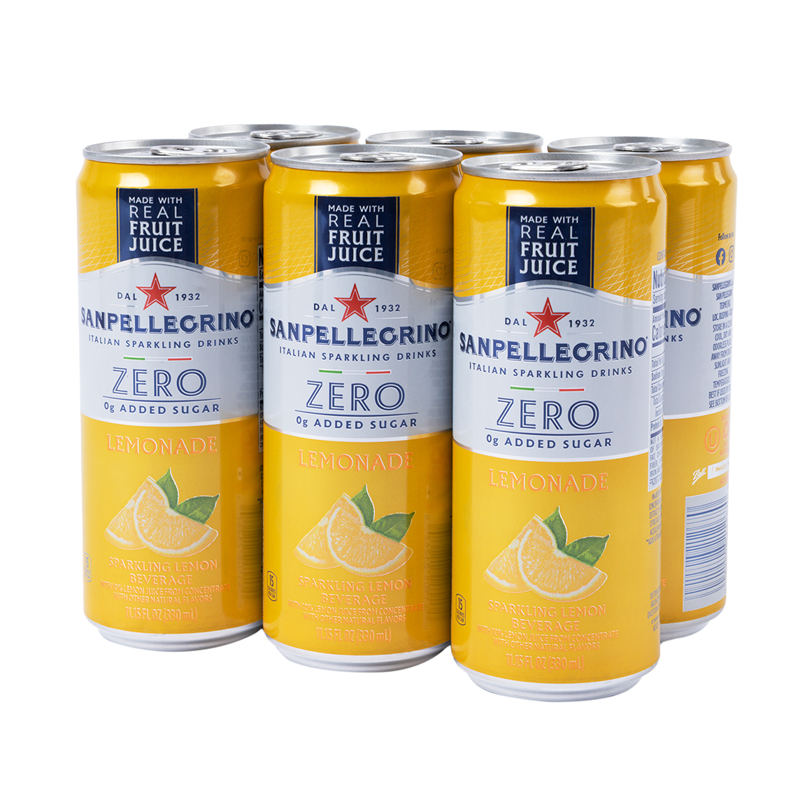 Sanpellegrino Zero Sugar Lemonade Sparkling Drink Cans 6 x 330 ml