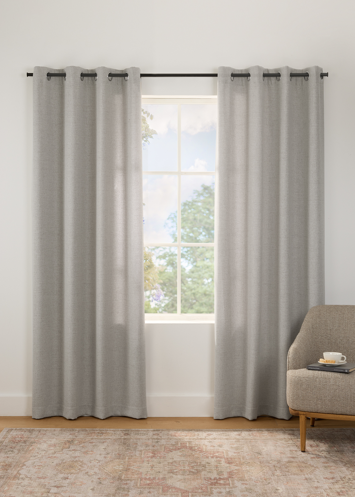 Santorini Lined Eyelet Curtain 135 cm (W) x 223 cm (L)