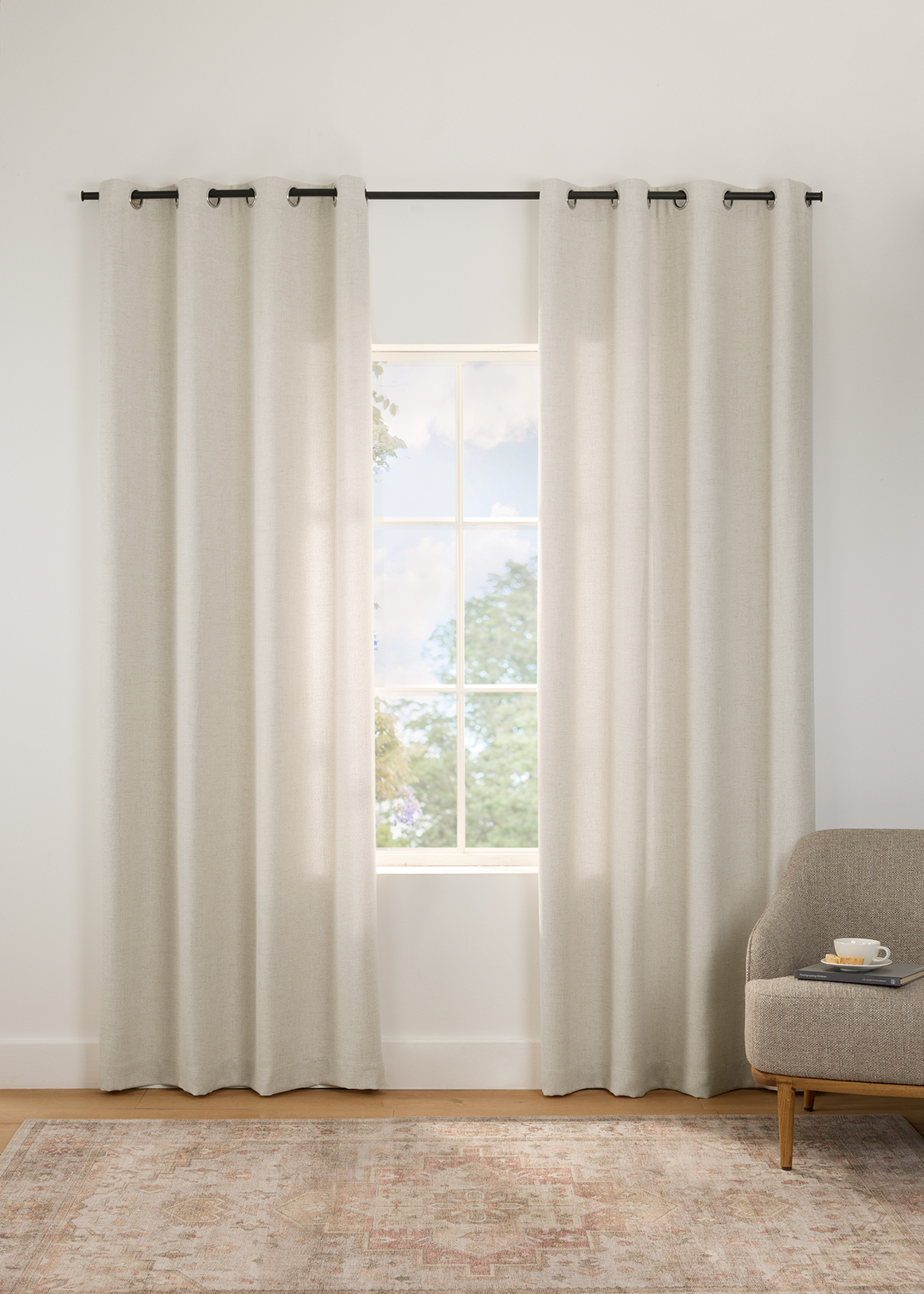 Santorini Lined Eyelet Curtain 135 cm (W) x 250 cm (L)