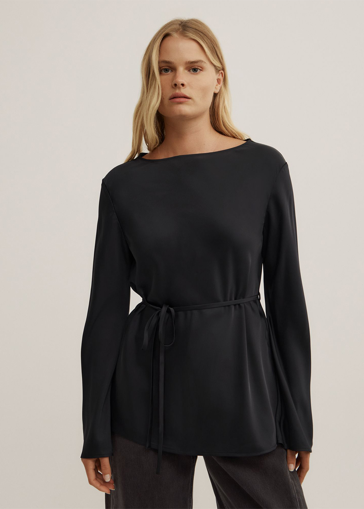 Satin Boat Neck Top