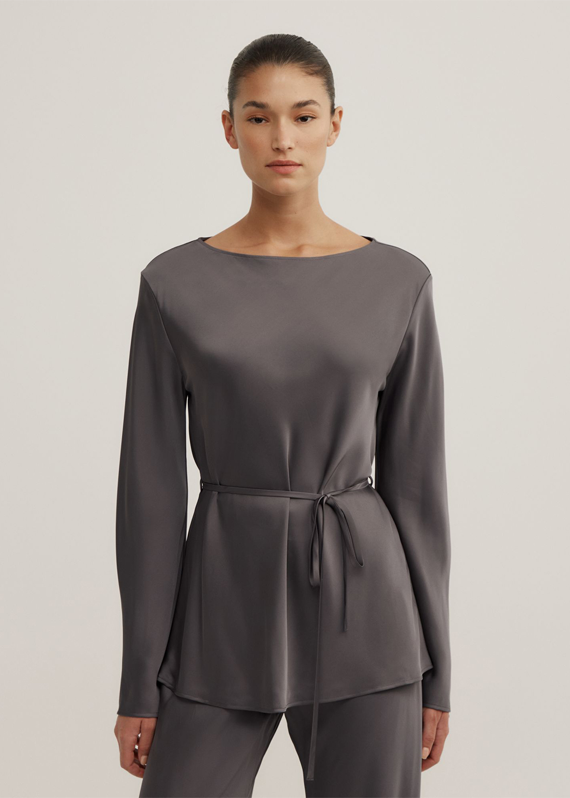 Satin Boat Neck Top