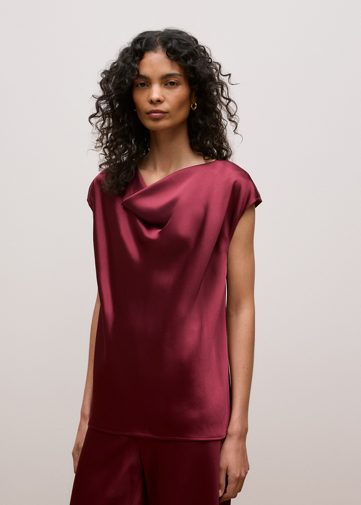 Satin Cowl Neck Blouse