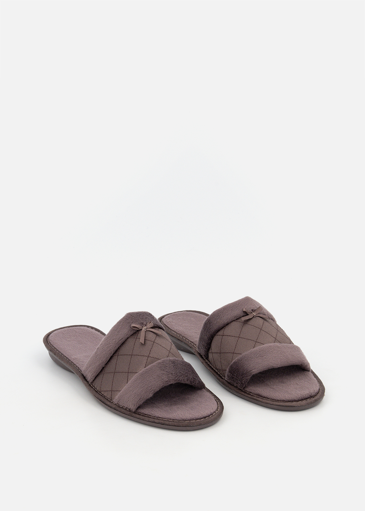 Satin Inset Velour Band Slippers