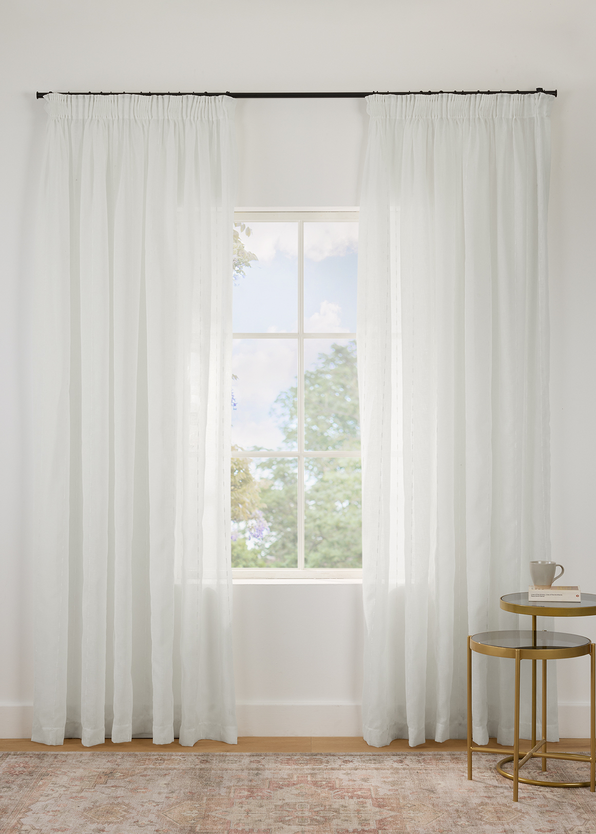 Savannah Stripe Longer Length Taped Sheer Curtain 260cm (W) x 250cm (L)