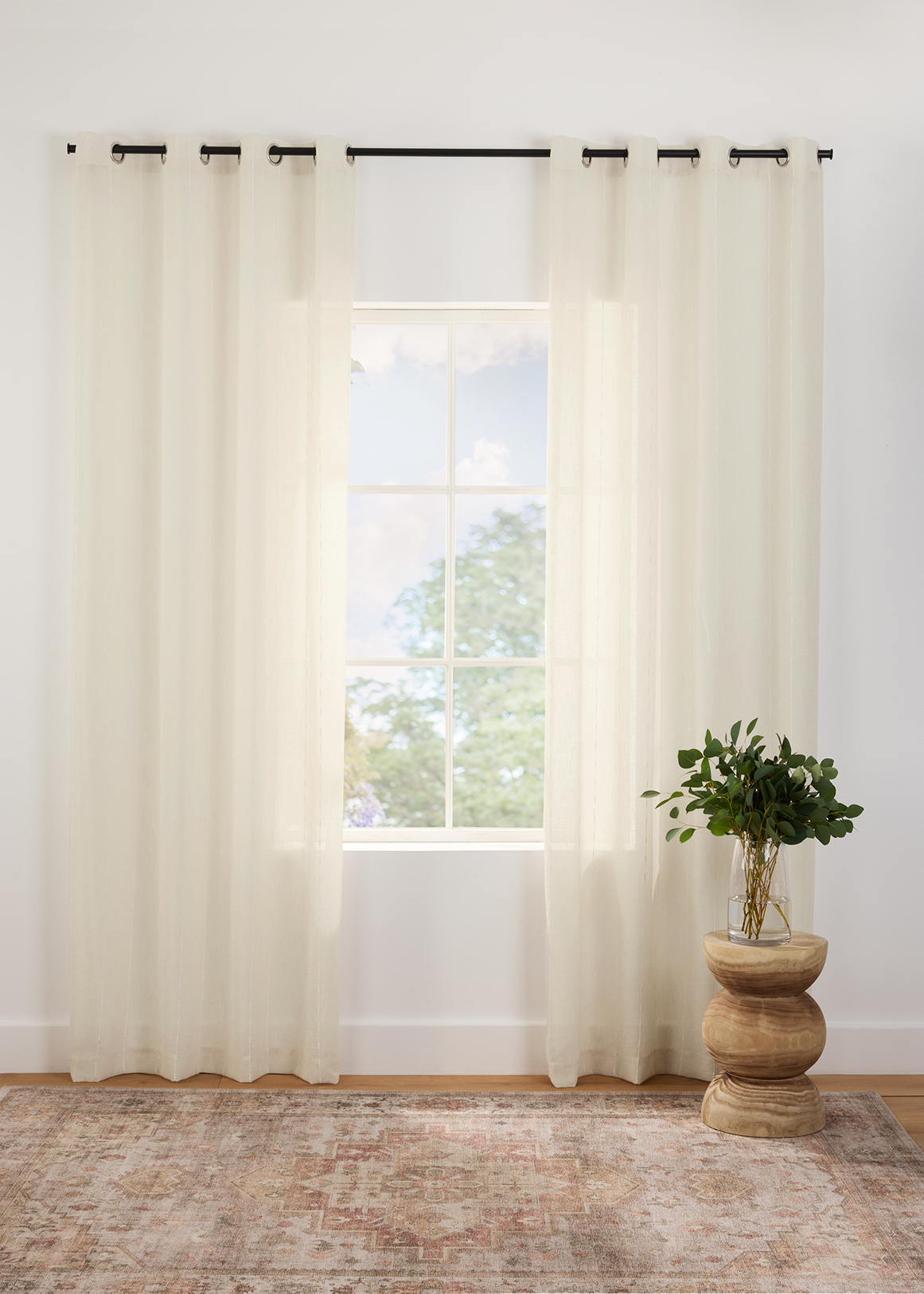 Savannah Striped Eyelet Sheer Curtain 135 (W) x 223 (L)