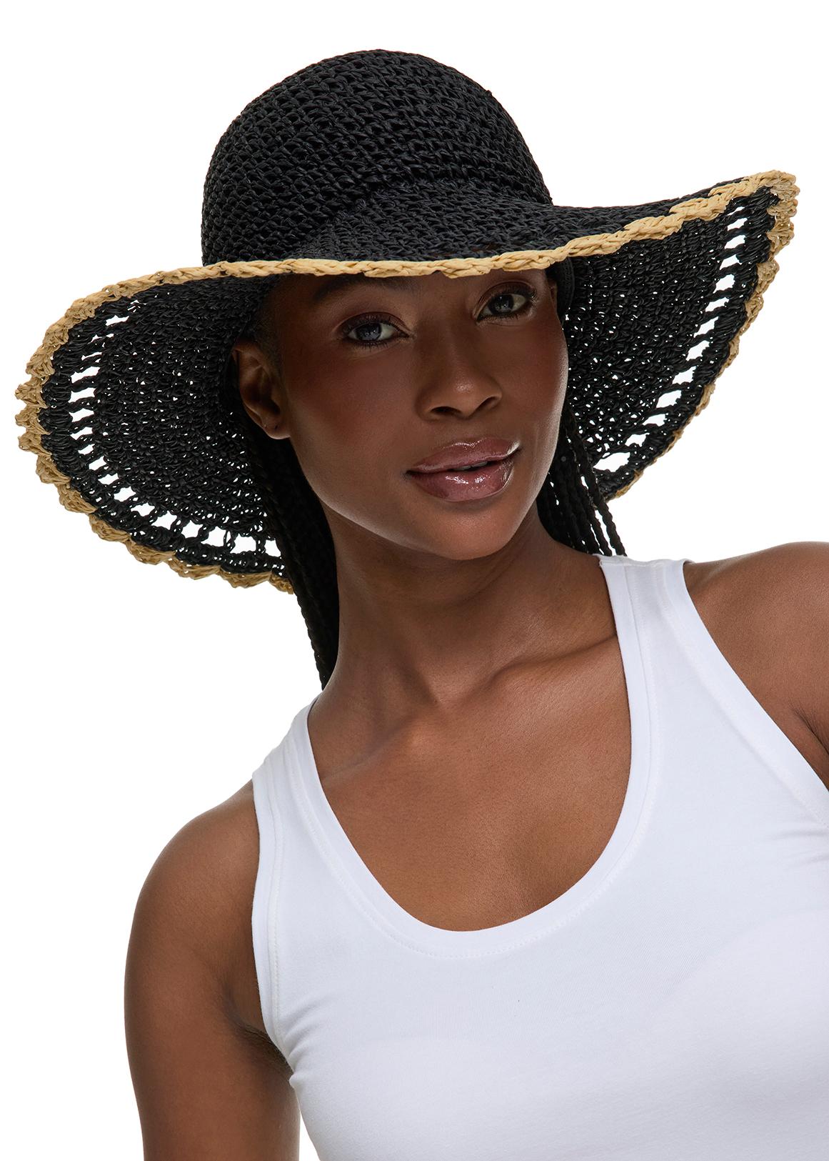 Scalloped Wide Brim Straw Hat - Main Image