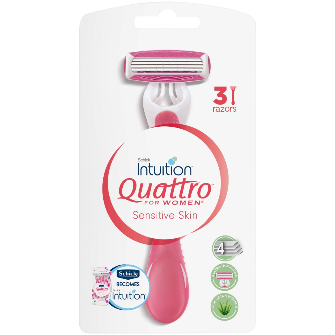 Schick Quattro For WOMEN Disposable Razors 3 pk
